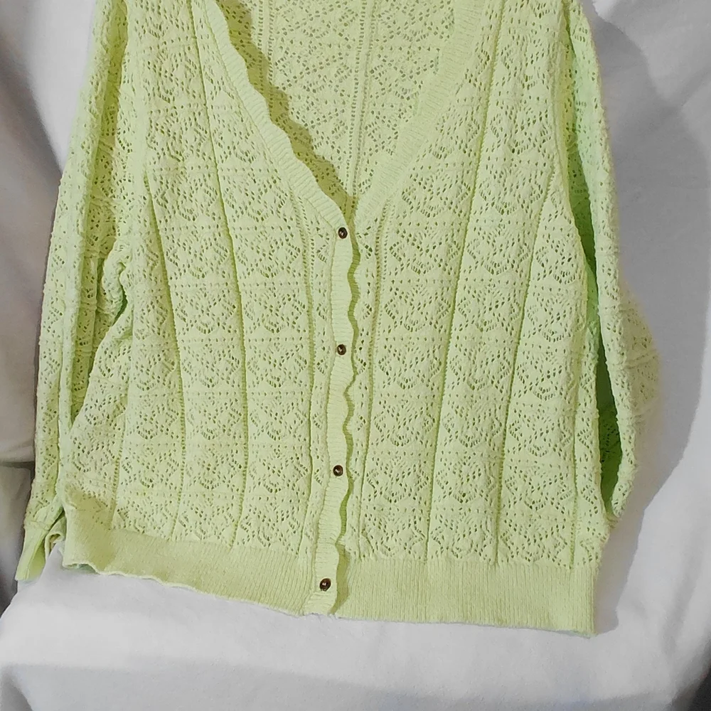 Mango Light Green Open Knit Cardigan - Picture 2 of 11